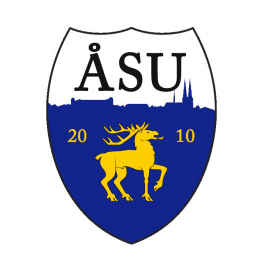 ÅSU logo med ett gult ritat klövvilt på. 